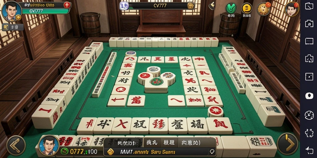 Tampilan screenshot CV777 menampilkan permainan Mahjong yang mendebarkan.