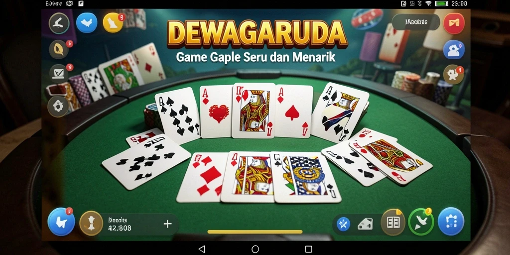 Tampilan utama DEWAGARUDA menampilkan pemain sedang asyik bermain Gaple.