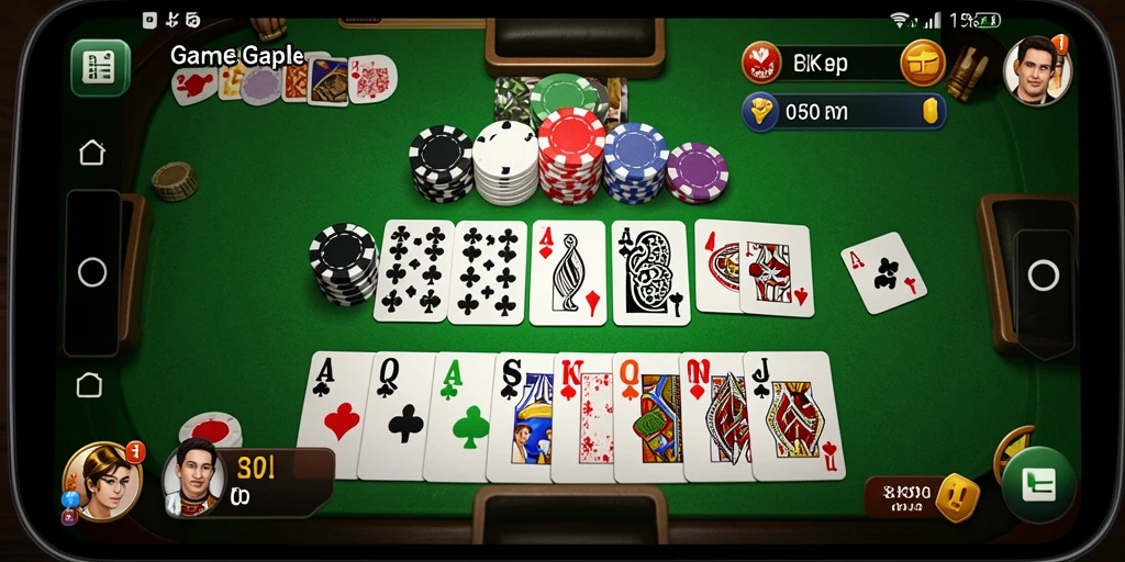 Tampilan seru gameplay RK55 ketika bermain Gaple.