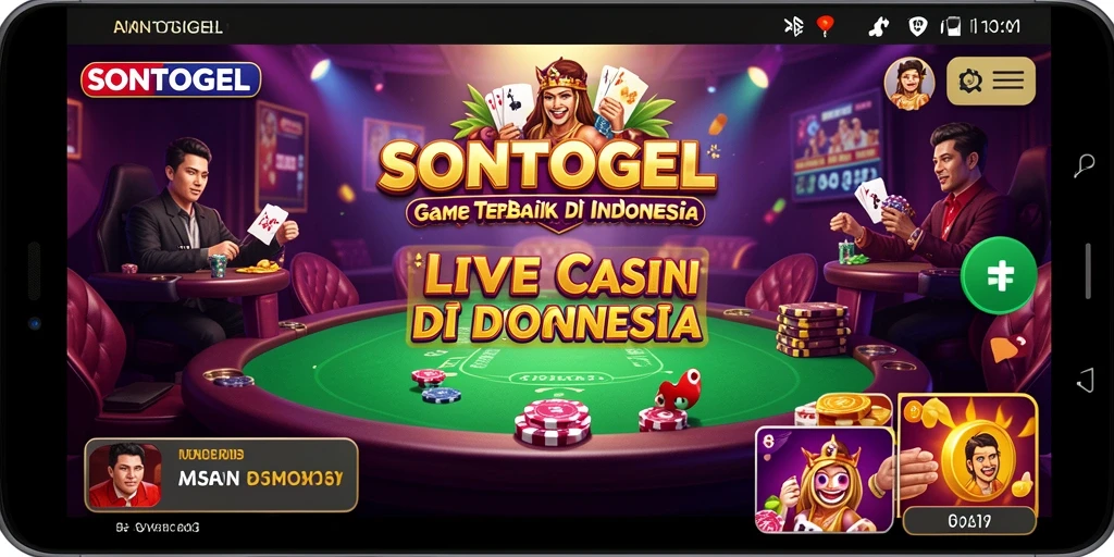 Screenshot gameplay SONTOGEL menampilkan dealer langsung dan suasana kasino yang realistis.